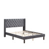 Velvet Button Tufted-Upholstered Bed With Wings Design Strong Wood Slat Support Queen Platform Bed - Gray Velvet Button Tufted-Upholstered Bed With Wings Design Strong Wood Slat Support Queen Platform Bed - Gray