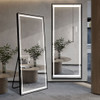 LED Mirror Full Length Mirror With Lights Wide Standing Tall Full Size Mirror For Bedroom Giant Full Body Mirror Large Floor Mirror With Lights Stand Up Dressing, Big Lighted Mirror - Black LED Mirror Full Length Mirror With Lights Wide Standing Tall Full Size Mirror For Bedroom Giant Full Body Mirror Large Floor Mirror With Lights Stand Up Dressing, Big Lighted Mirror - Black