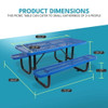 Outdoor Steel Picnic Rectangular Table With Umbrella Pole