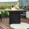 34" Propane Gas Fire Pit Table, 50000 Btu Rectangular Steel Fire Pit For Outside Patio Deck Garden Courtyard - Black