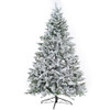 7Ft Snow Flocked Hinged Artificial Christmas Tree With Fluffy Branches And Snow Tips - White 7Ft Snow Flocked Hinged Artificial Christmas Tree With Fluffy Branches And Snow Tips - White
