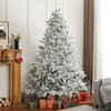 7Ft Snow Flocked Hinged Artificial Christmas Tree With Fluffy Branches And Snow Tips - White 7Ft Snow Flocked Hinged Artificial Christmas Tree With Fluffy Branches And Snow Tips - White