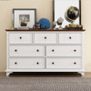 Wooden Captain Seven Drawer Dresser For Bedroom, Living Room, Kids' Room - White / Walnut Wooden Captain Seven Drawer Dresser For Bedroom, Living Room, Kids' Room - White / Walnut
