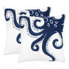 Octopus Patterned Pillow Cover With Matching Back - White