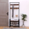 Hall Tree With Shoe Bench For Entryway With 9 Removable Hooks
