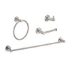 Bathroom Set 4 Pack With Towel Bar Racks, Toilet Paper Holder, Ring, Hook, Stainless Steel - Brushed Nickel