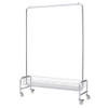 Heavy Duty Iron Garment Rack With Basket On Wheels - Silver