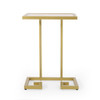 Modern Glam C Shaped End Table With Tempered Glass Top - Gold