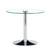 Modern Minimalist Circular Glass Dining Table With Electroplated Metal Legs 35" Diameter - Transparent