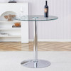 Modern Minimalist Circular Glass Dining Table With Electroplated Metal Legs 35" Diameter - Transparent