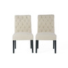 Dining Rolltop Chairs (Set of 2), Upholstered Armless Chair With Wood Leg - Ivory Dining Rolltop Chairs (Set of 2), Upholstered Armless Chair With Wood Leg - Ivory