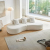 Curved Boneless Couch, Half Moon Sofa, 5 Seat Couch With High Density Foam Filled For Living Room - White Curved Boneless Couch, Half Moon Sofa, 5 Seat Couch With High Density Foam Filled For Living Room - White