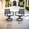 Modern Classic Outdoor Dining Swivel Rockers With Sunbrella Cushion, Lattice Design, Weather Resistant Frame (Set of 2) - Ember Black Modern Classic Outdoor Dining Swivel Rockers With Sunbrella Cushion, Lattice Design, Weather Resistant Frame (Set of 2) - Ember Black