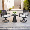 Modern Classic Outdoor Dining Swivel Rockers With Sunbrella Cushion, Lattice Design, Weather Resistant Frame (Set of 2) - Ember Black Modern Classic Outdoor Dining Swivel Rockers With Sunbrella Cushion, Lattice Design, Weather Resistant Frame (Set of 2) - Ember Black