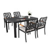 Outdoor Patio Furniture Dining Set With Sunbrella Fabric, Rectangular Table With Umbrella Hole Outdoor Patio Furniture Dining Set With Sunbrella Fabric, Rectangular Table With Umbrella Hole