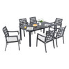 Modern Classic Outdoor Patio Dining Set, Rectangular Table & Dining Chairs, Rust Free, Weather Resistant Modern Classic Outdoor Patio Dining Set, Rectangular Table & Dining Chairs, Rust Free, Weather Resistant