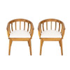 Klismos - Dining Armchair (Set of 2) - Teak / Beige Klismos - Dining Armchair (Set of 2) - Teak / Beige
