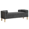Wide Corduroy Storage Soft Bench With Armrests, Backrest And Two Bolster Pillows