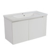 Wall Mounted Bathroom Vanity With Sink, 2 Open Shelves - White