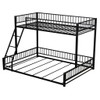Bunk Bed Frame With Ladder And Safety Guardrails