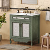 Bathroom Vanity With Rectangle Sink, Tip Out Tray - Antique Blue Green
