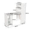 Stretchable Office Desk With Storage Shelves And Mobile Wheels, Foldable Design For Small Apartments - White Marble