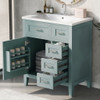 30" Bathroom Vanity With Sink Combo, Bathroom Cabinet With Drawers - Green
