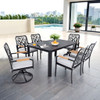 Outdoor Patio Furniture Dining Set With Sunbrella Fabric, Rectangular Table With Umbrella Hole