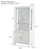 Vintage Display Cabinet With Double Glass Doors, Traditional Style Hutch For Home Or Workspace Washed - White Washed