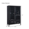 Modern Style Tall Display Cabinet With LED Lighting, Tempered Glass Door, 2 Drawers