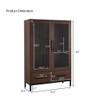 Modern Style Tall Display Cabinet With LED Lighting, Tempered Glass Door, 2 Drawers