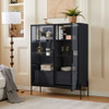 Modern Minimalist Style LED Curio Cabinet With Tempered Glass Door, Metal Legs