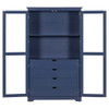 Kitchen Pantry, Freestanding Kitchen Storage Cabinet Display Cabinet With Glass Doors And 4 Built In Drawers For Living Room, Home Office - Blue