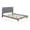 Platform Bed With LED Frame, Thick & Soft And Button Tufted Design Headboard