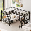Twin Over Full Bunk Bed With Loft And Desk, L-Shaped Design For 3 Sleepers - Black