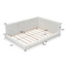 Upholstered Full Size Platform Bed With LED Belt And USB Ports - White