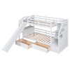 Bunk Bed With Storage Staircase, Slide, Desk, Drawers, And Shelves