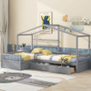 L Shape Platform Bed With 3 Storage Drawers