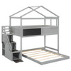 House Style Bunk Bed With Storage Staircase And Blackboard