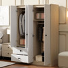 4 Door Wardrobe Closet With Drawers, Shelf, And Hanging Rod - White / Natural