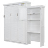 Queen Size Murphy Bed With Louvered Design And Multiple Storage Shelves - White