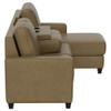 2 Piece Sofa With Chaise, Comfortable Seating For 3, Tapered Feet, USB Charging Console - Brown