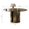 Round Dining Table With Glass Top, Kitchen And Living Room Furniture - Brown