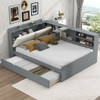Platform Bed With Trundle, Shelves, And Storage Headboard