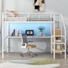 Loft Bed With Desk, Storage Staircase, Small Wardrobe And LED Light