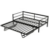 Industrial Metal Daybed With Adjustable Pop Up Trundle And LED Strip
