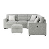 Emiliano - Sectional Sofa With 3 Pillows And Storage Ottoman - Nickel
