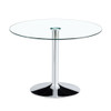 Modern Minimalist Circular Dining Table With Glass Top And Electroplated Metal Legs For Restaurants And Living Rooms - Silver / Transparent