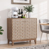 Geometric Design Sideboard With 2 Doors And Adjustable Shelves - Tangerine / Walnut
