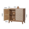 Geometric Design Sideboard With 2 Doors And Adjustable Shelves - Tangerine / Walnut